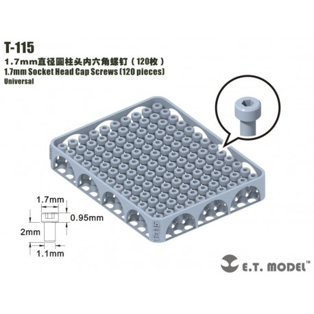 1.7 mm Socket Head Cap Screws (120 pieces).