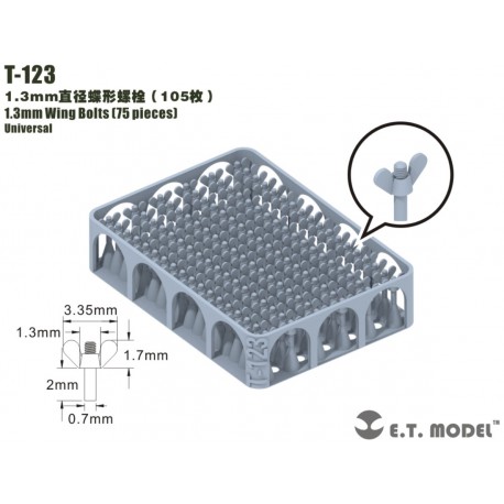 Pernos de mariposa de 1.3 mm (105 piezas).