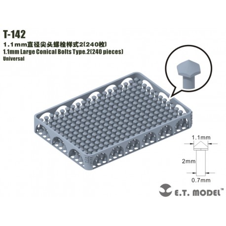 1.1 mm Large Conical Bolts Type 2 (240 pieces).