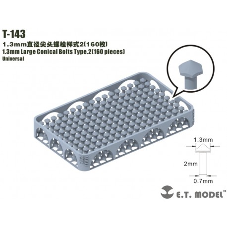 1.3 mm Large Conical Bolts Type 2 (160 pieces).