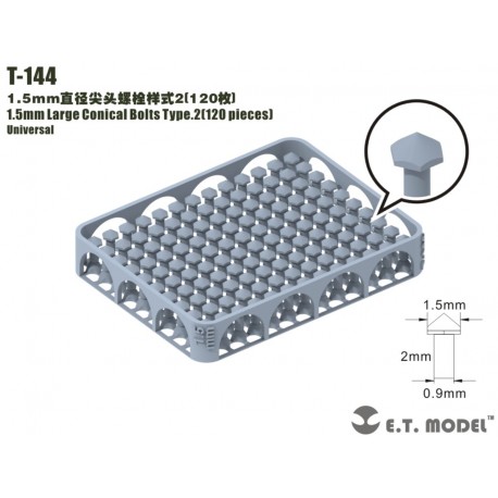 1.5 mm Large Conical Bolts Type 2 (120 pieces).