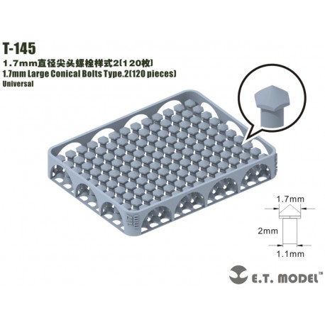 1.7 mm Large Conical Bolts Type 2 (120 pieces).