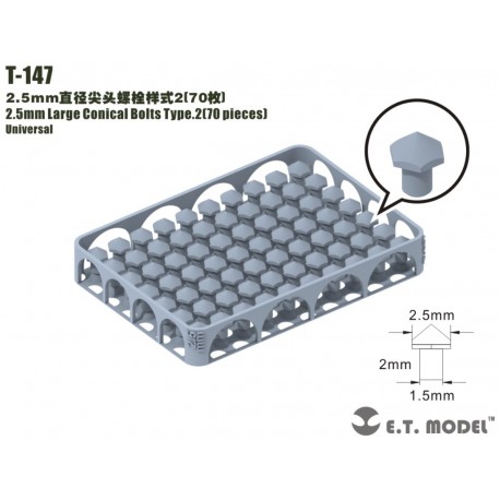 Pernos Cónicos Grandes de 2.5 mm Tipo 2 (70 piezas).