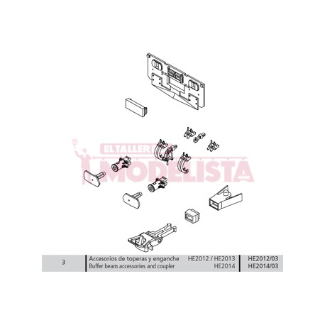 Buffer beam accessories and coupler. RENFE 309.