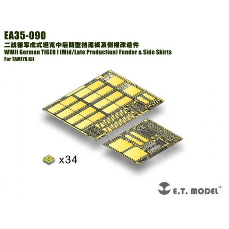 Photo-etched: German Tiger I Mid/Late Production - Fenders & Side Skirts.