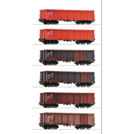 6-piece set of open goods wagons, DB AG.