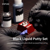 Liquid paste for filling. Black finish.