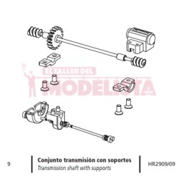 Conjunto transmisión con soportes, dresina KLV.