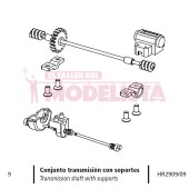 Conjunto transmisión con soportes, dresina KLV.