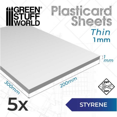 Styrene sheets 1 mm (x5).