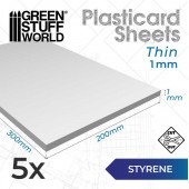 Styrene sheets 1 mm (x5).