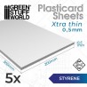 Styrene sheets 0.5 mm (x5).