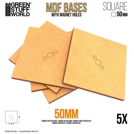 MDF Bases - square, 50 mm (x5).