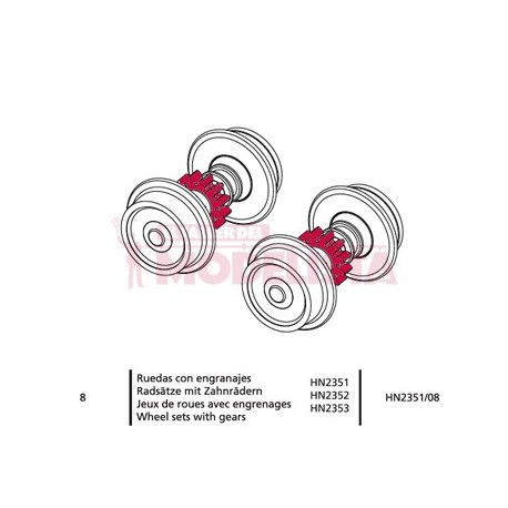 Wheel sets with gears for RENFE 277.