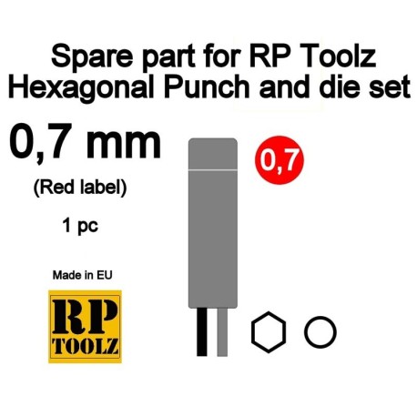 Spare part for Hexagonal punch and die set. 0.7 mm