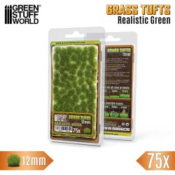 Grass tufts, realistic green. 12 mm.