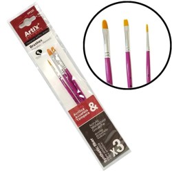 3 assorted brushes. ARTIX PAINTS