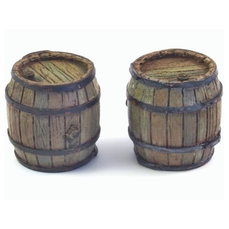 Wooden barrels.