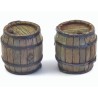 Wooden barrels.