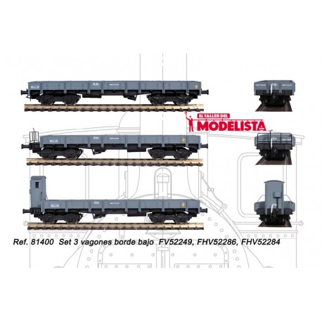 Set 3 vagones borde bajo serie MM, RENFE. MABAR 81400