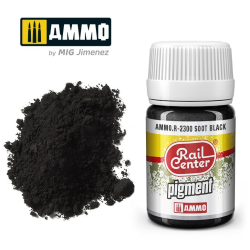 Pigment de suie noire, 35 ml. Centre de rail.