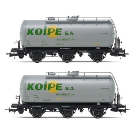 2-unit set of tank wagons, Koipe. | Damaged box.